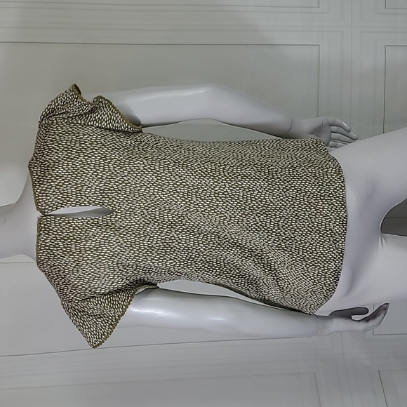 Loft SZ Small Top Green & White 100% Linen Cap Sleeve Lightweight - Picture 3 of 8